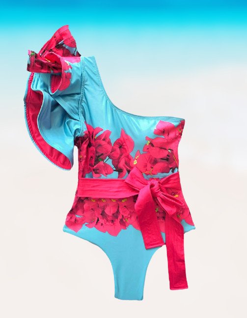 blue_one_shoulder_high_waist_floral_print_bikini_6